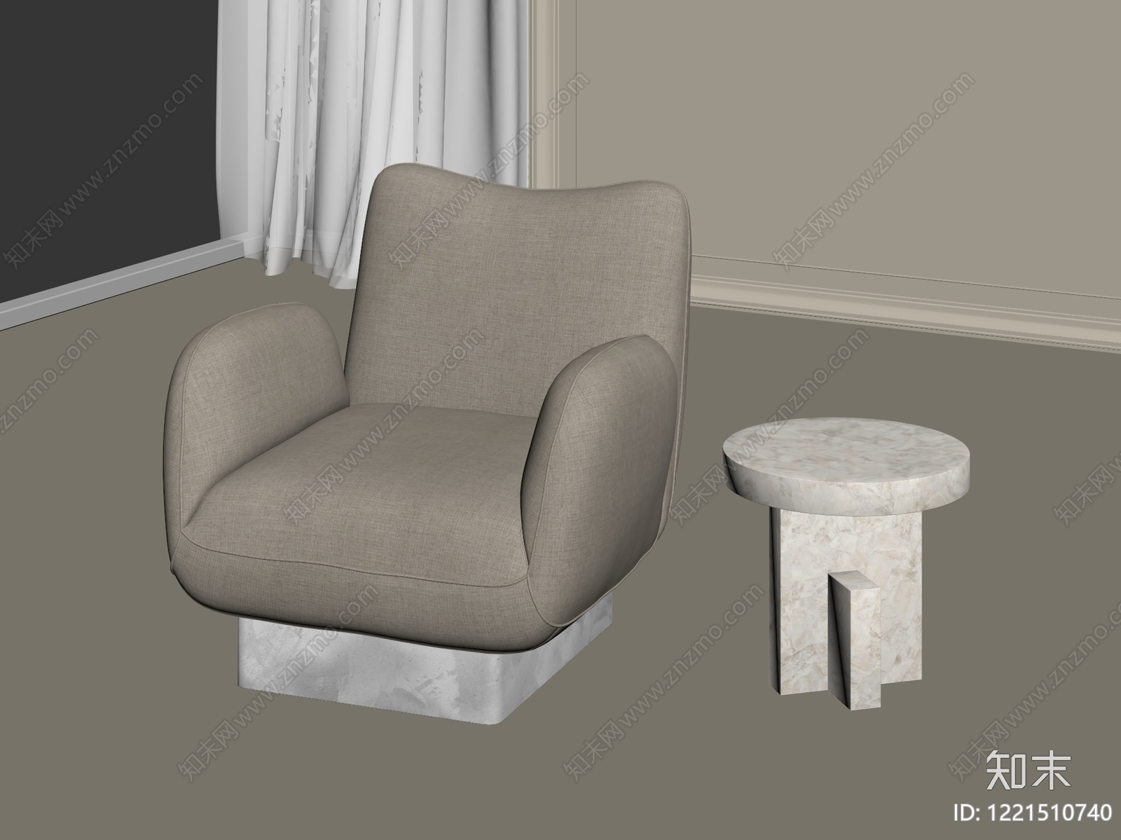 极简休闲椅3D模型下载【ID:1221510740】