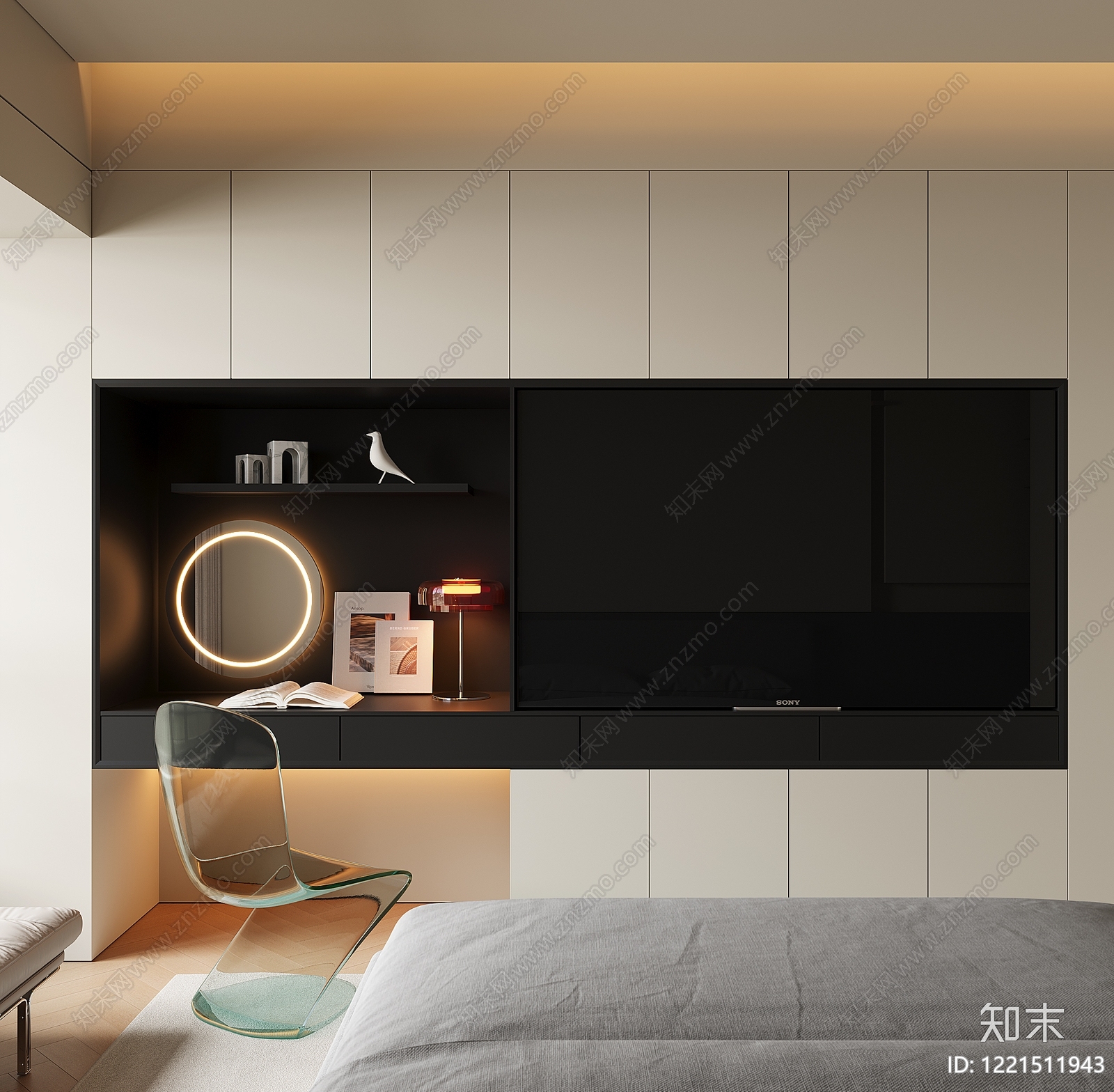 极简衣柜3D模型下载【ID:1221511943】