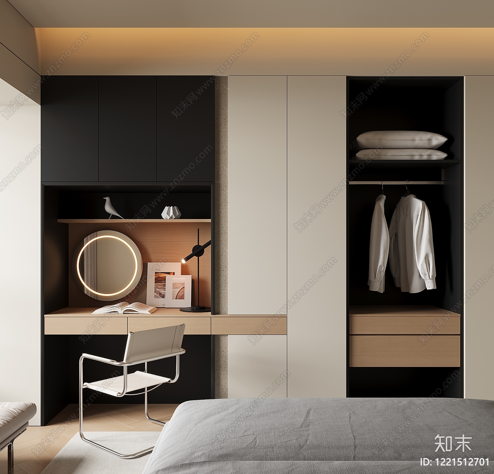 极简衣柜3D模型下载【ID:1221512701】