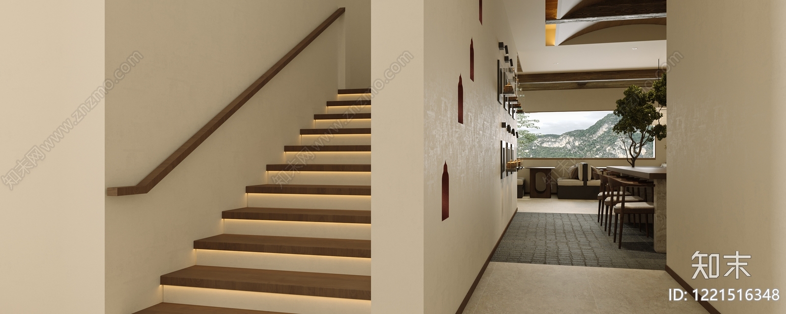 新中式民宿3D模型下载【ID:1221516348】