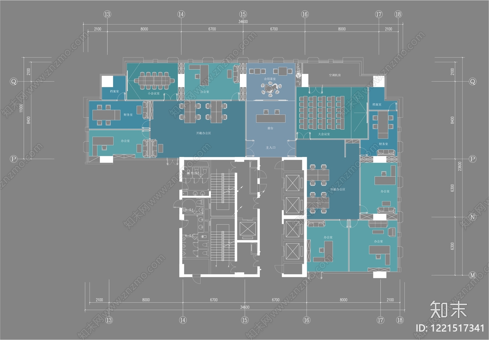 整体办公空间cad施工图下载【ID:1221517341】