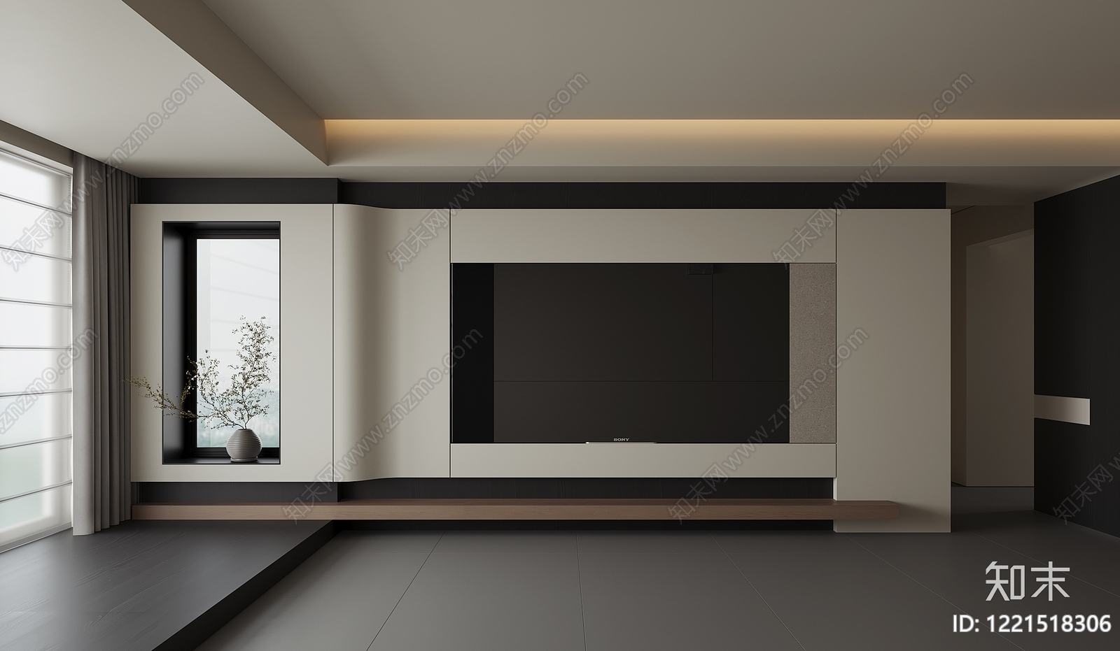 极简电视背景墙3D模型下载【ID:1221518306】