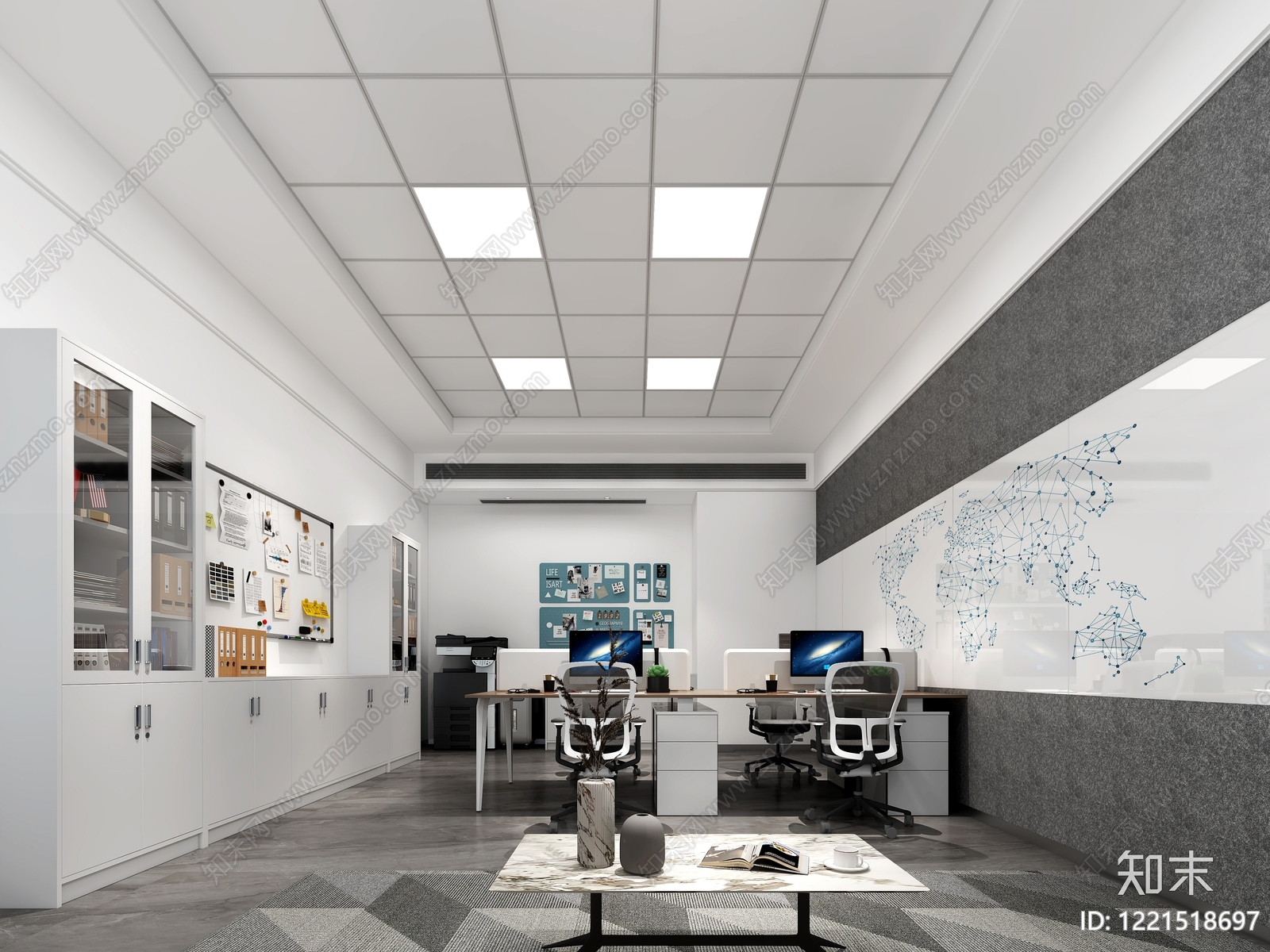 现代简约办公区3D模型下载【ID:1221518697】
