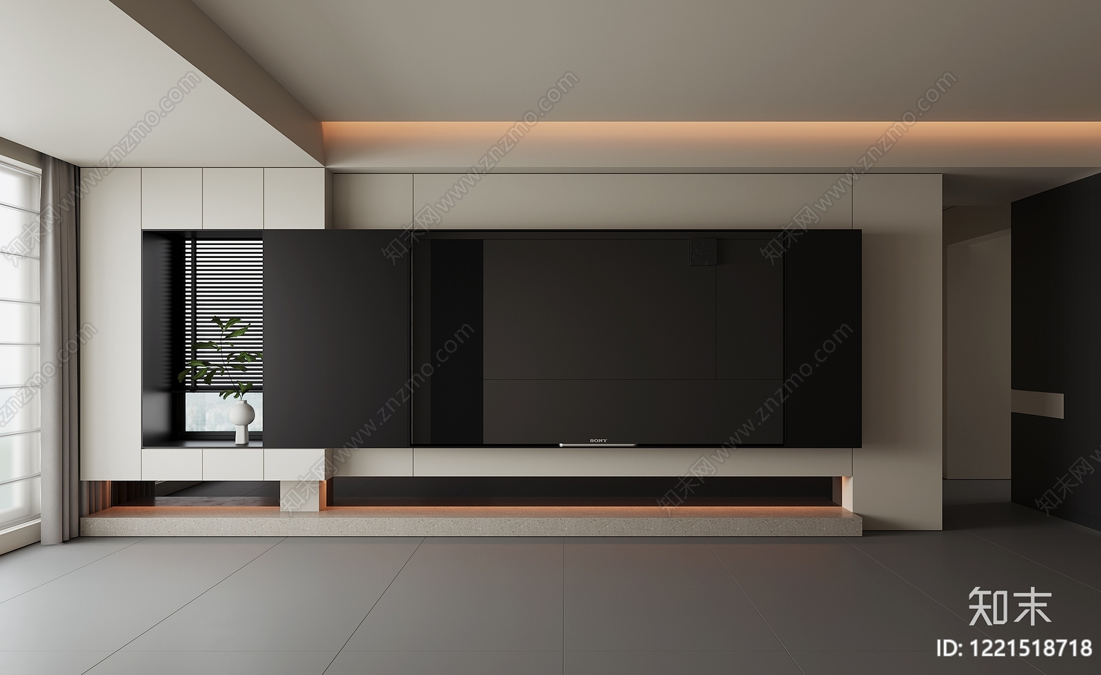 极简电视背景墙3D模型下载【ID:1221518718】
