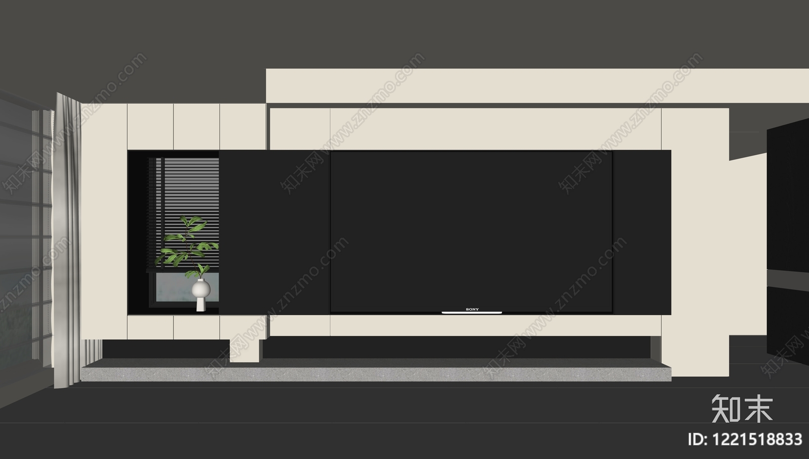 极简背景墙SU模型下载【ID:1221518833】