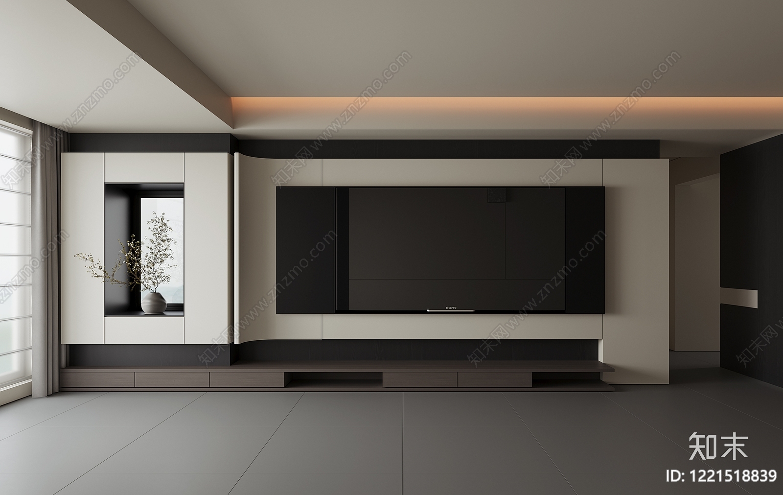 极简电视背景墙3D模型下载【ID:1221518839】