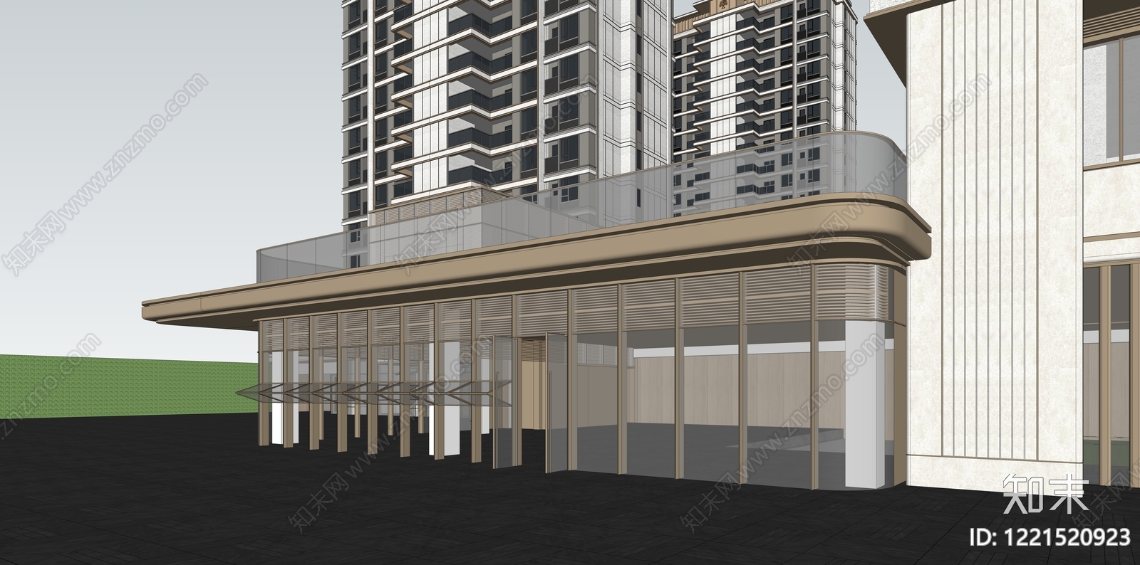 现代主义小区建筑SU模型下载【ID:1221520923】