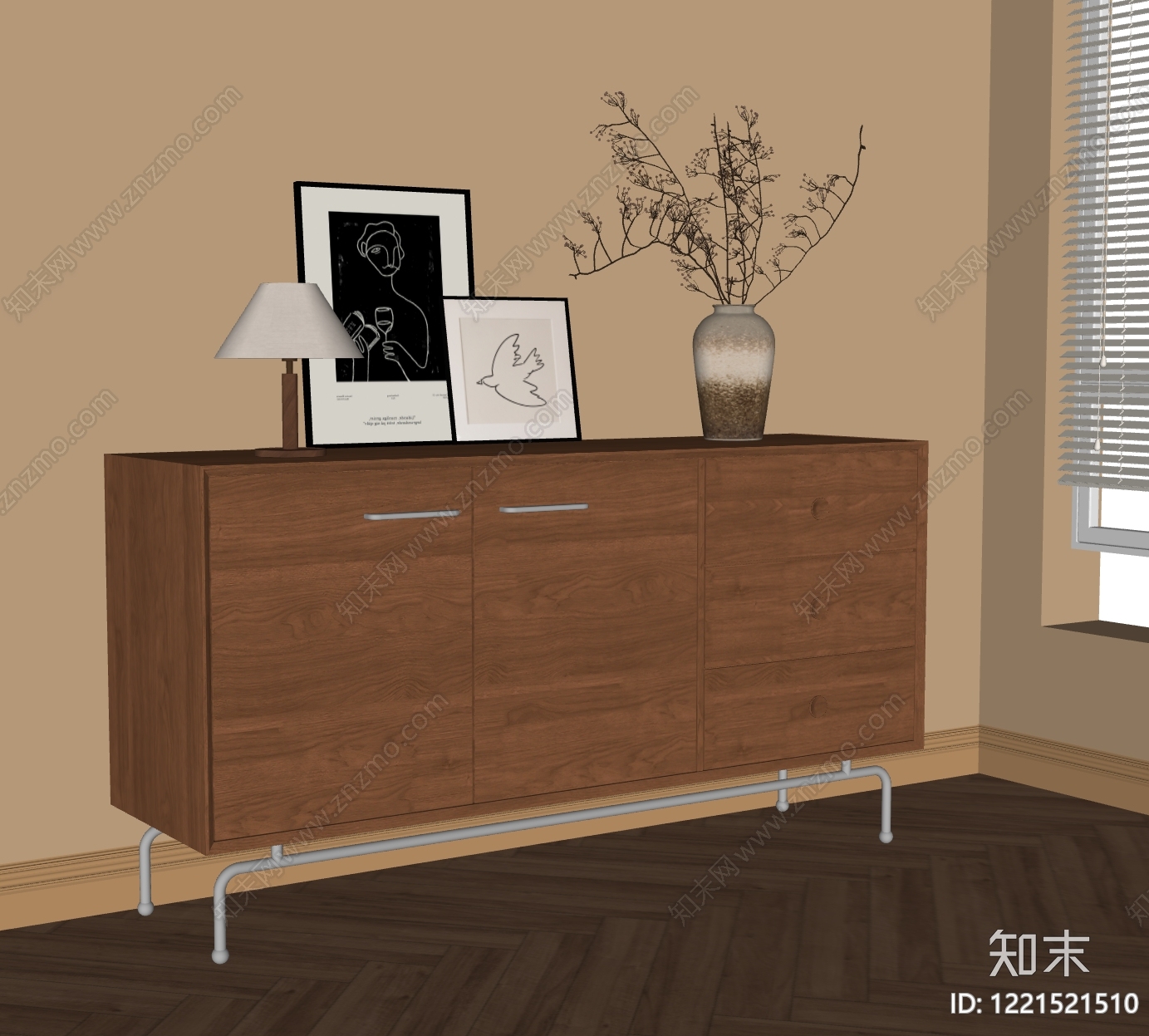 北欧风餐边柜SU模型下载【ID:1221521510】