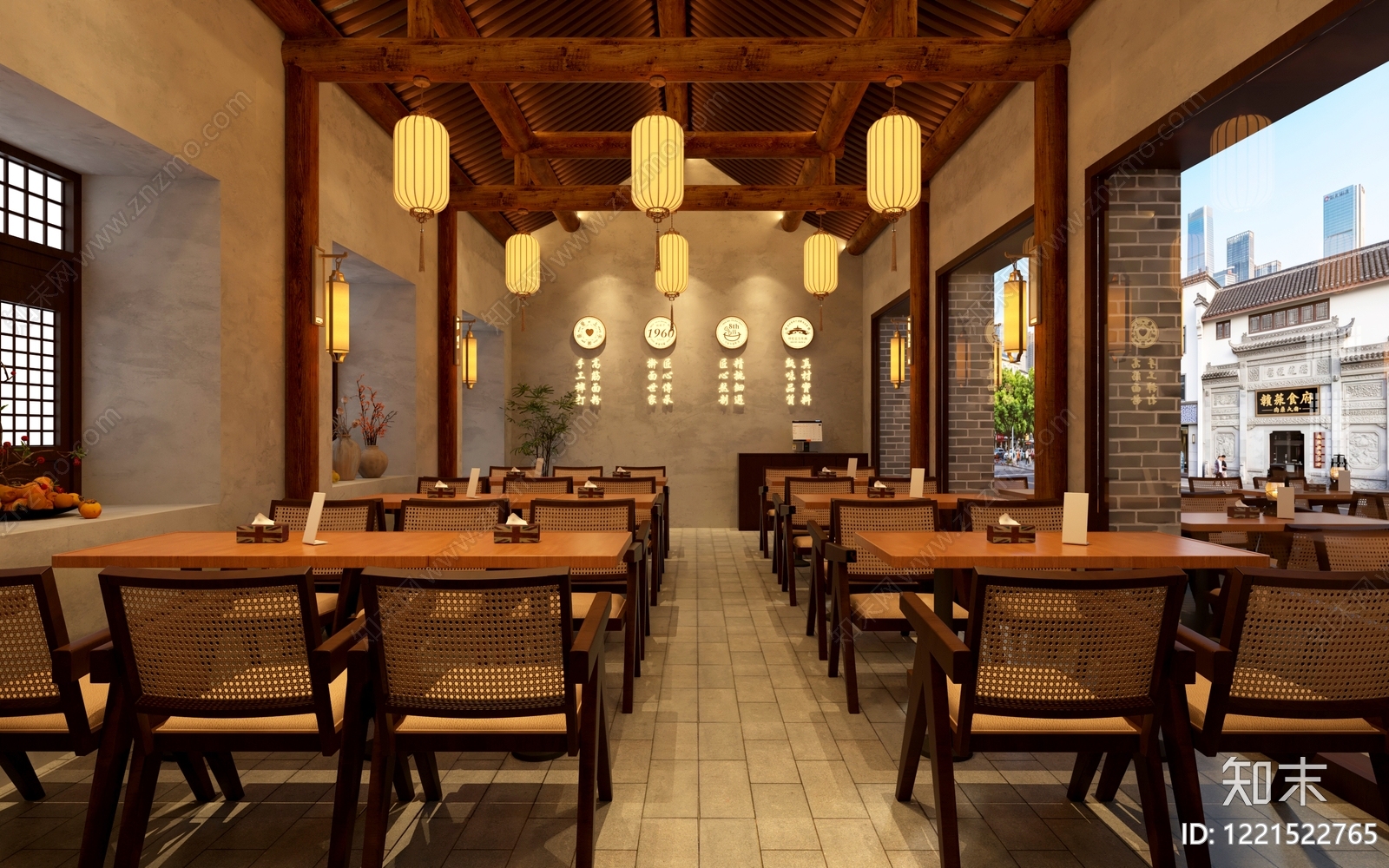 新中式中餐厅3D模型下载【ID:1221522765】