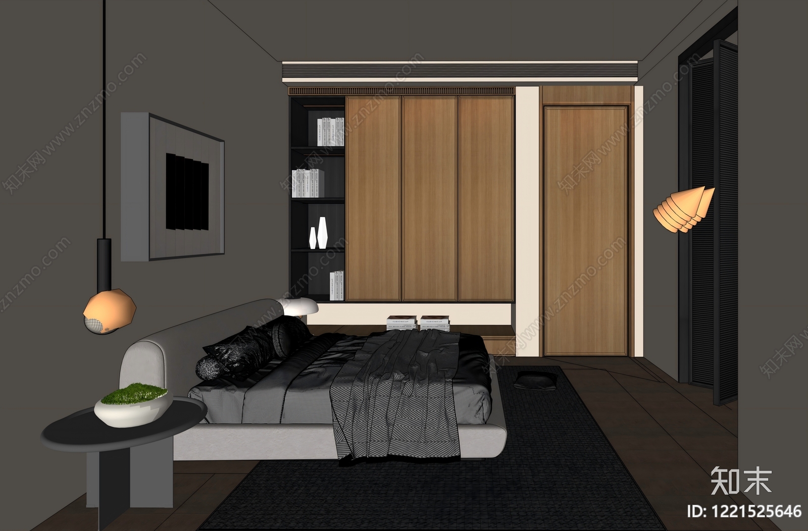 极简家居卧室SU模型下载【ID:1221525646】