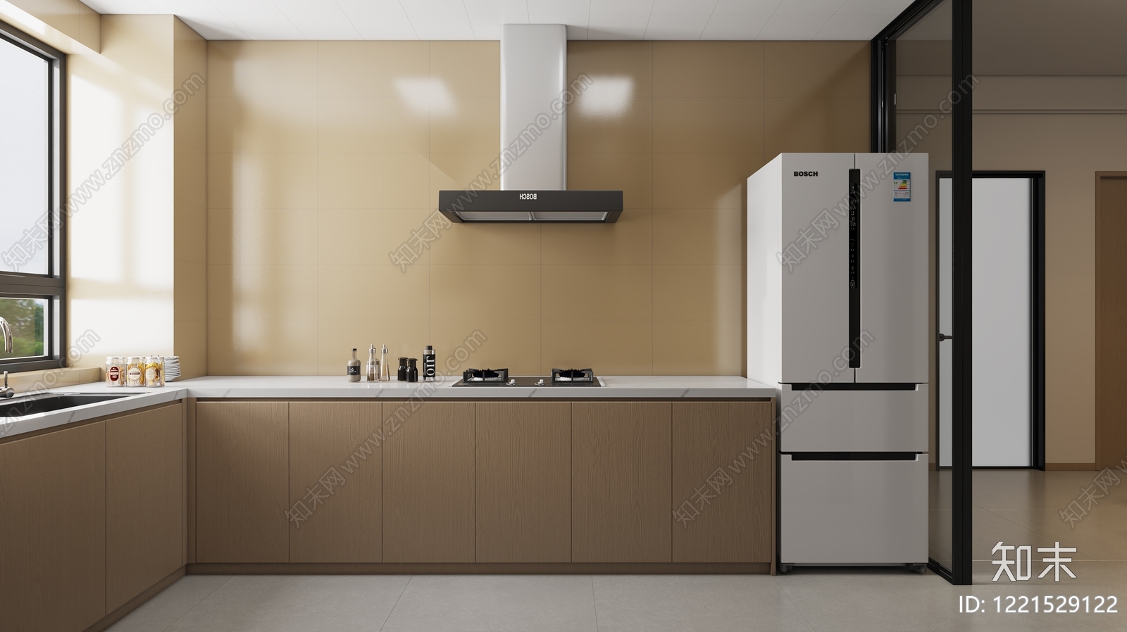 极简开放式厨房3D模型下载【ID:1221529122】