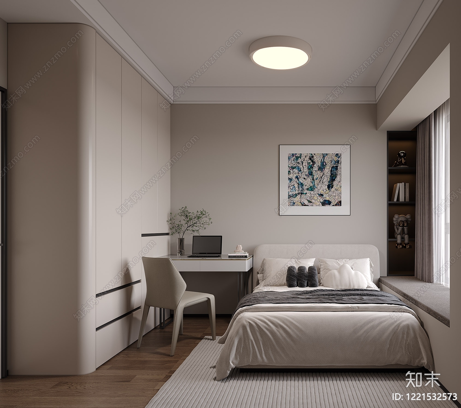 现代简约家居卧室3D模型下载【ID:1221532573】