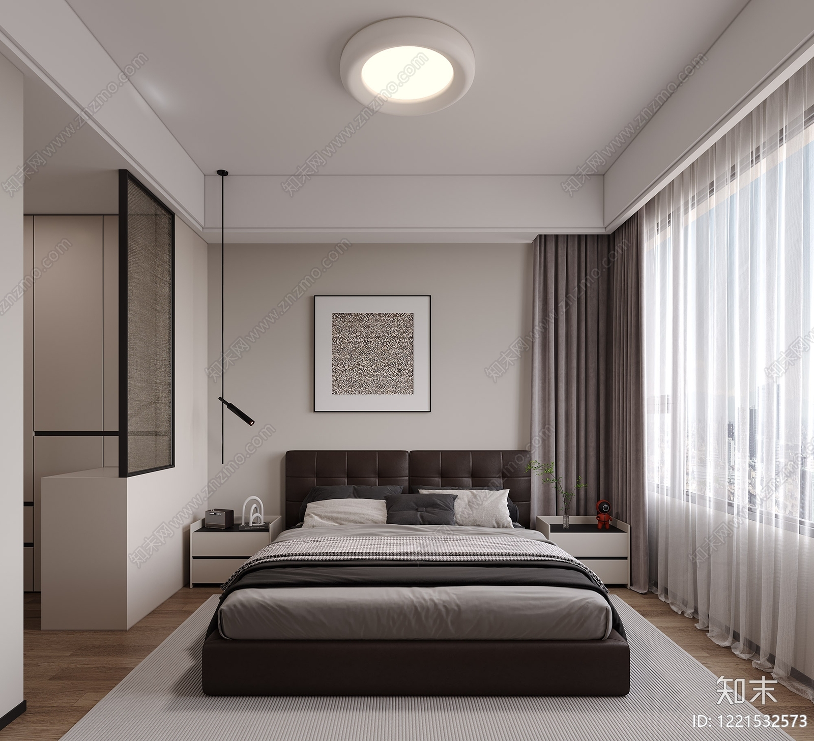 现代简约家居卧室3D模型下载【ID:1221532573】