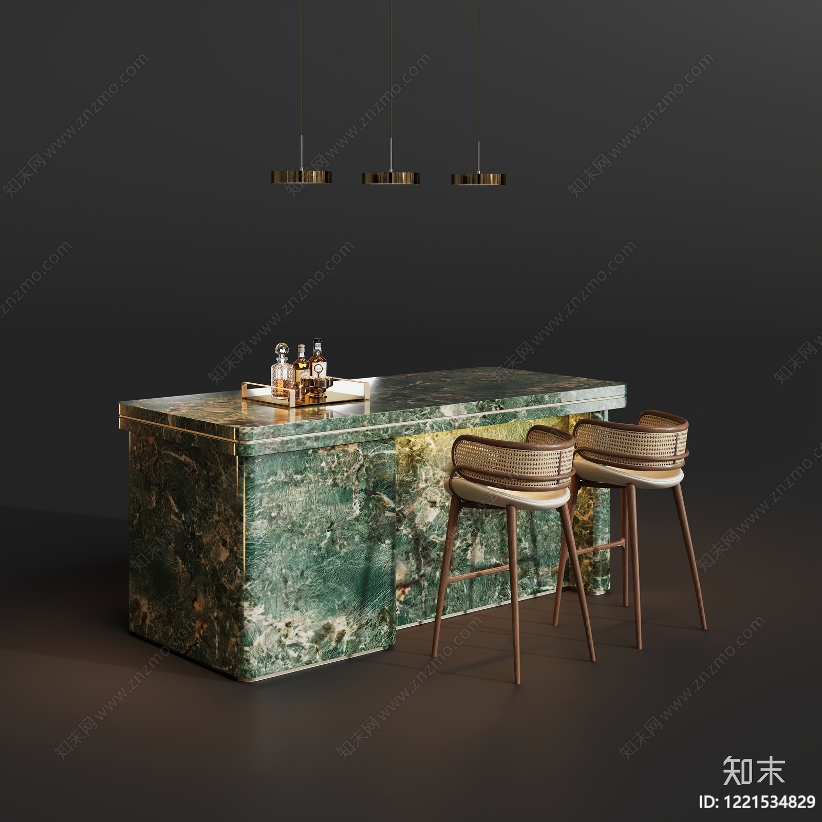 意式轻奢吧台3D模型下载【ID:1221534829】