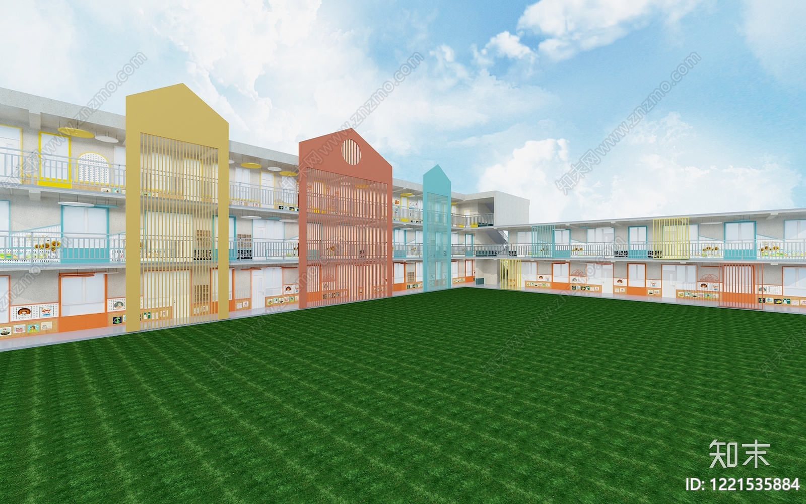 现代简约幼儿园3D模型下载【ID:1221535884】