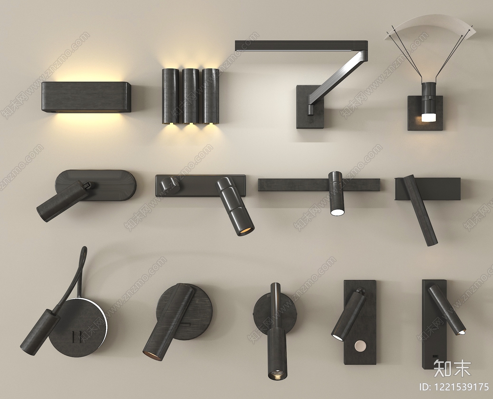 极简壁灯3D模型下载【ID:1221539175】