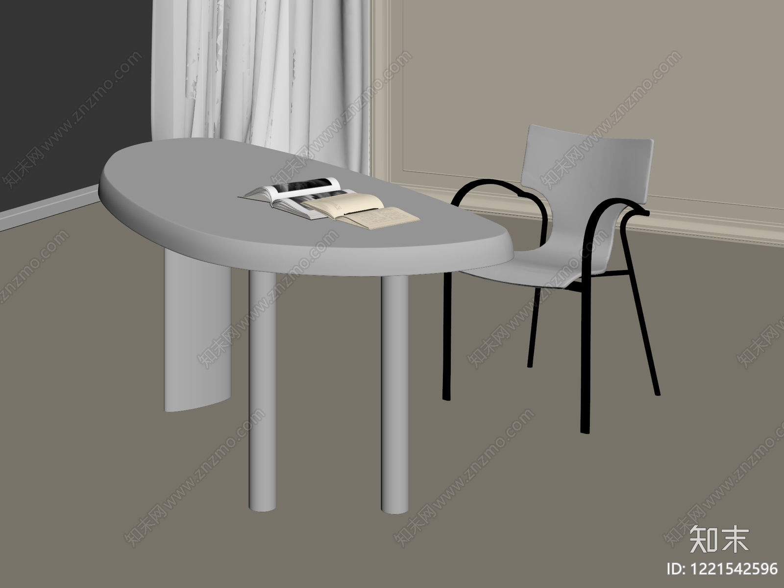 极简餐桌椅3D模型下载【ID:1221542596】