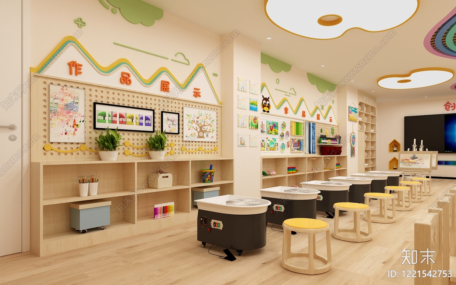 原木风幼儿园3D模型下载【ID:1221542753】