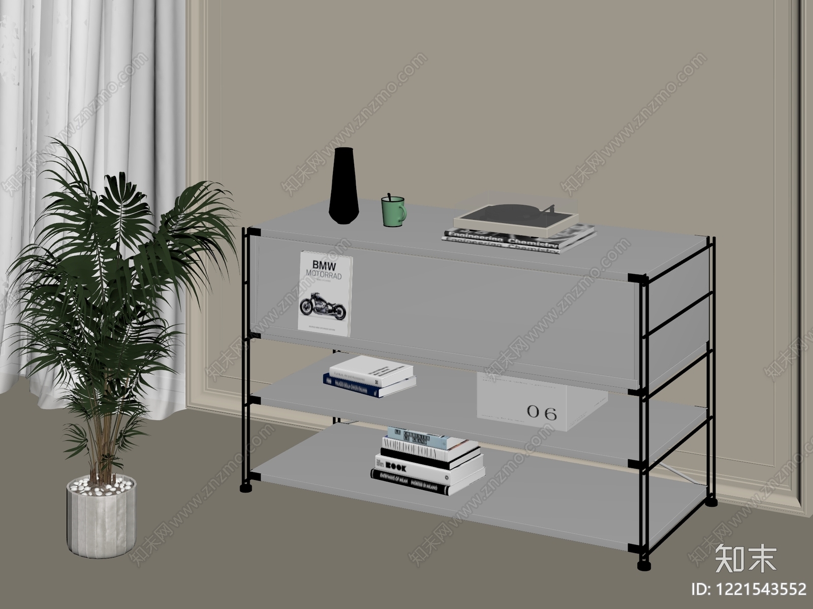 包豪斯书柜3D模型下载【ID:1221543552】