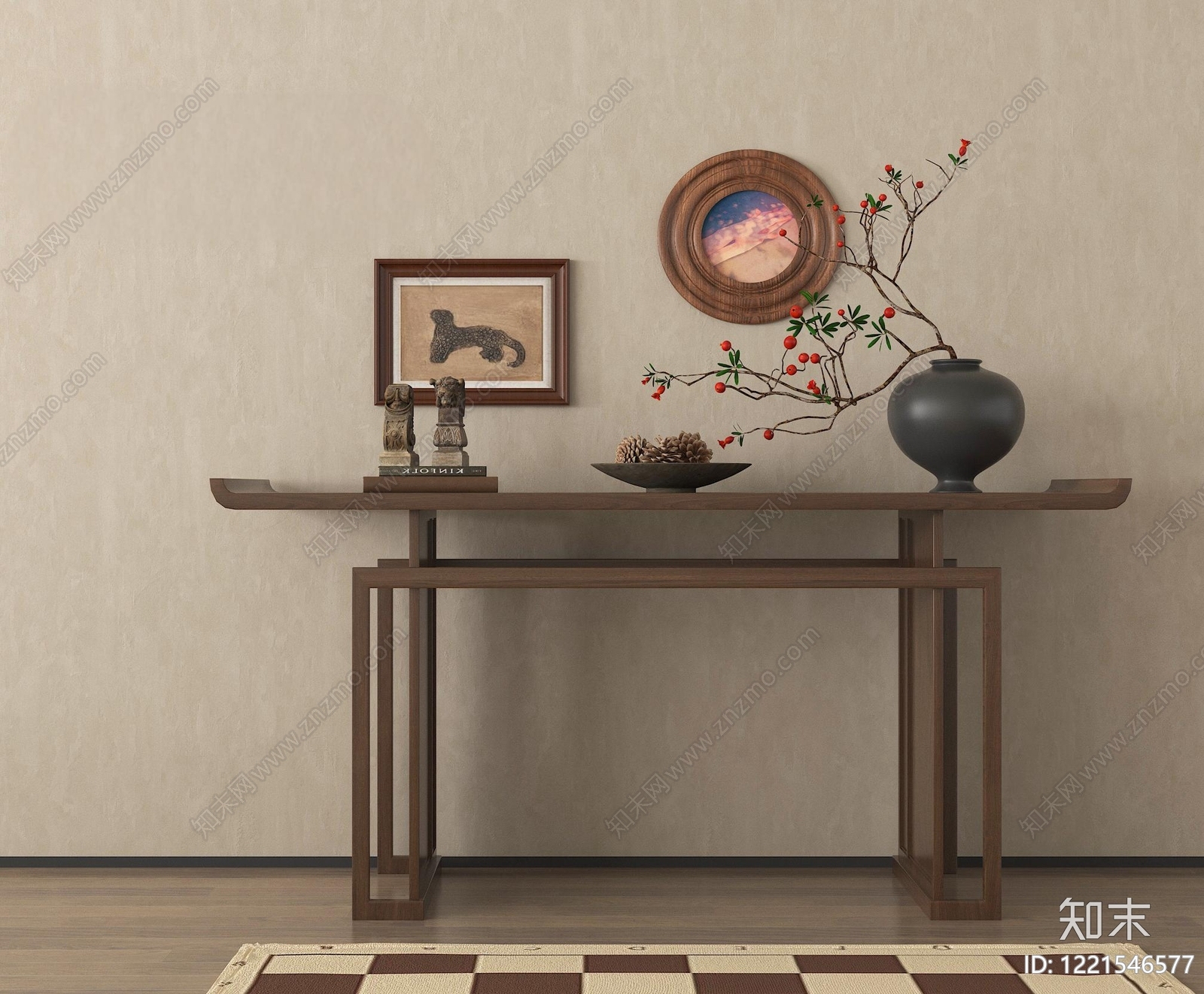 新中式玄关3D模型下载【ID:1221546577】