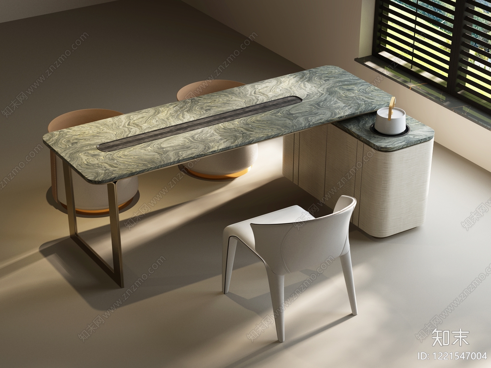 意式极简书桌椅3D模型下载【ID:1221547004】