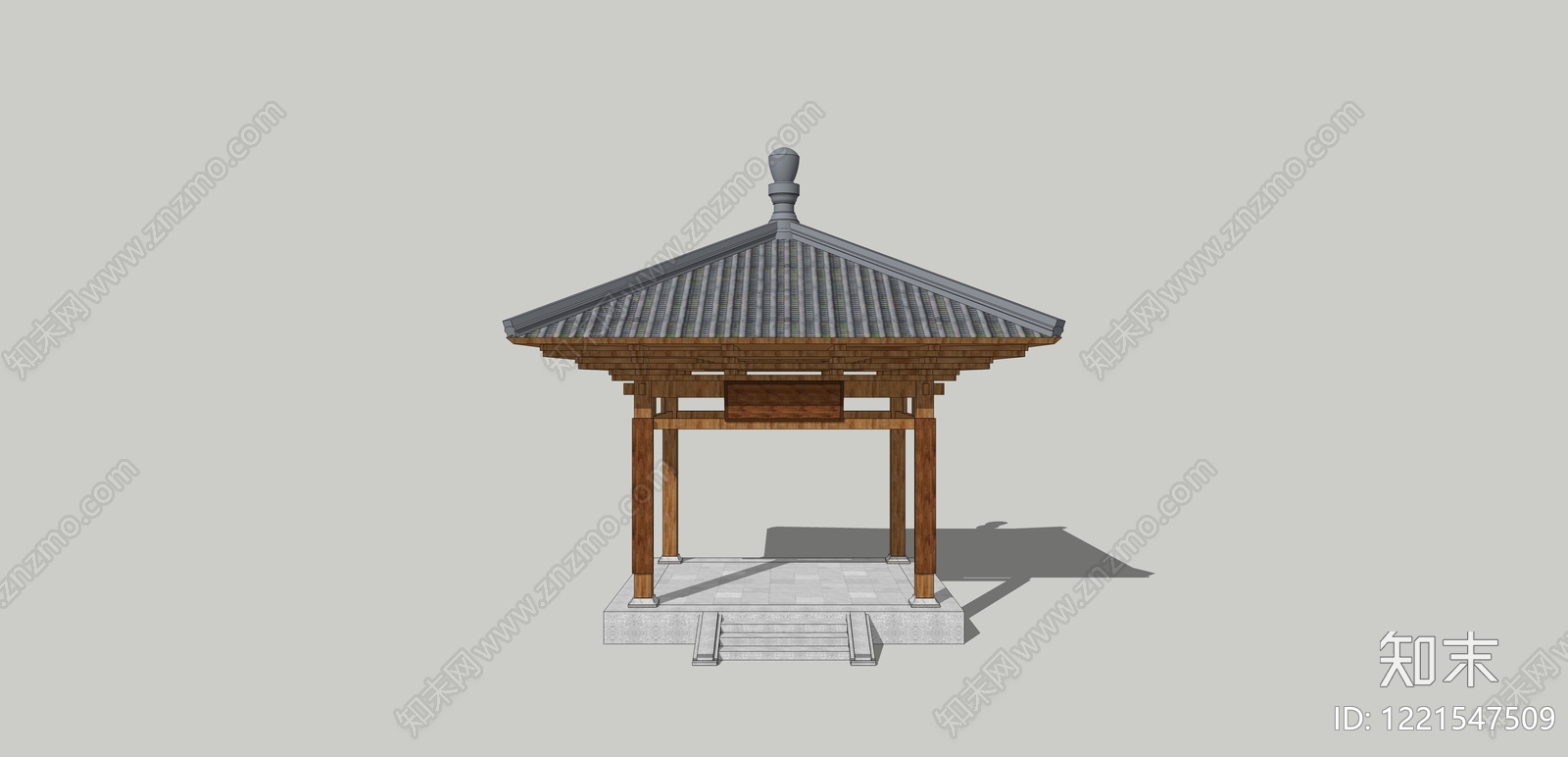 中式古建亭子SU模型草图