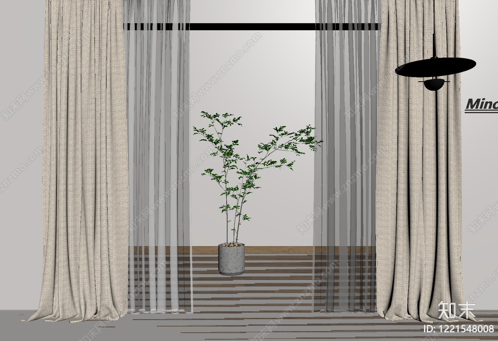 极简窗帘SU模型下载【ID:1221548008】