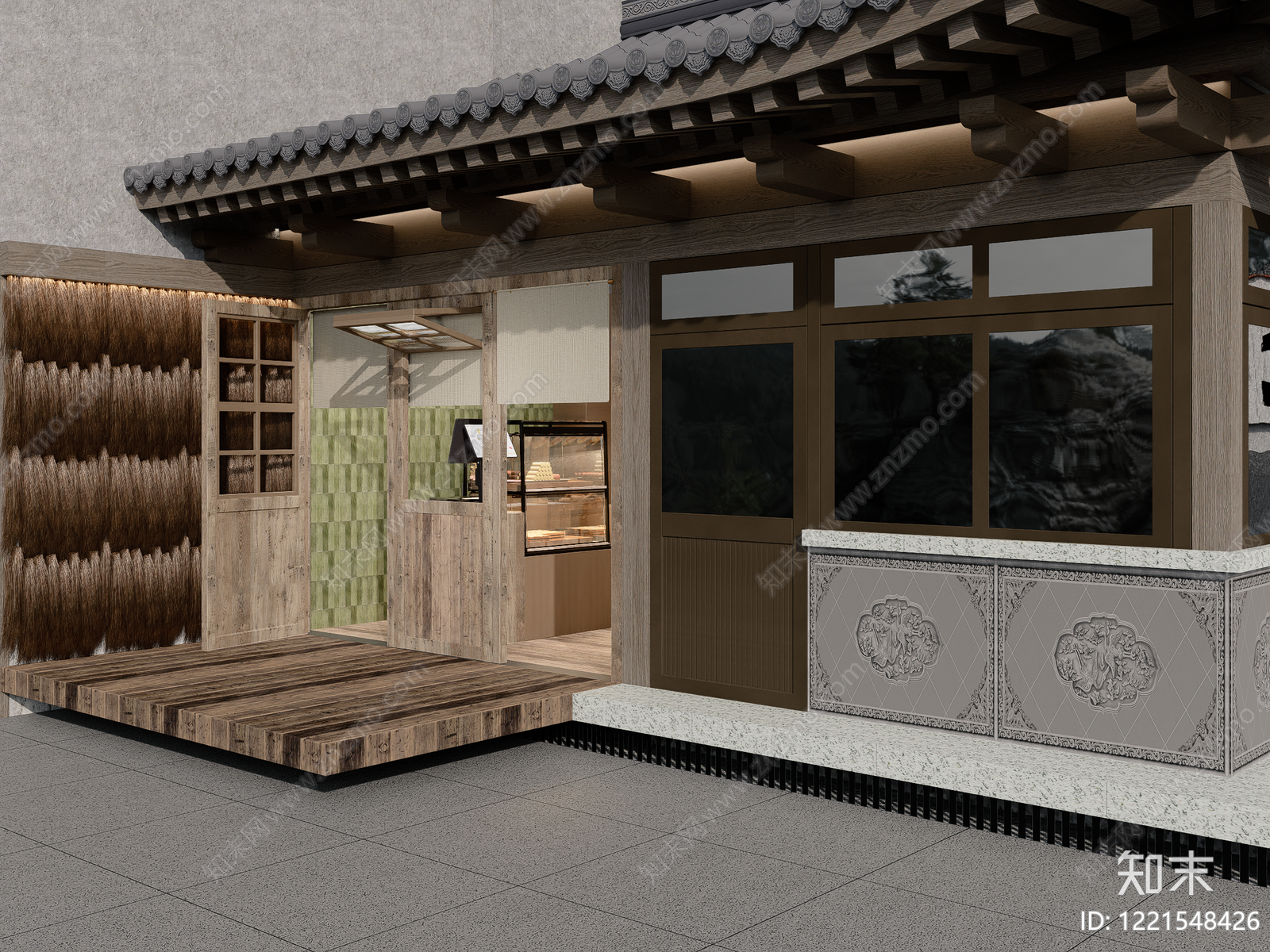新中式甜品面包店SU模型下载【ID:1221548426】