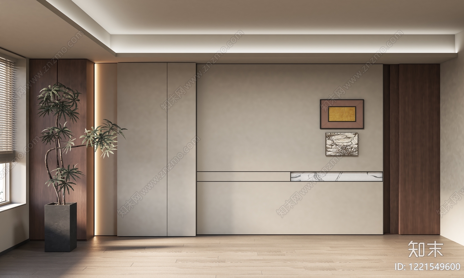 极简沙发背景墙3D模型下载【ID:1221549600】