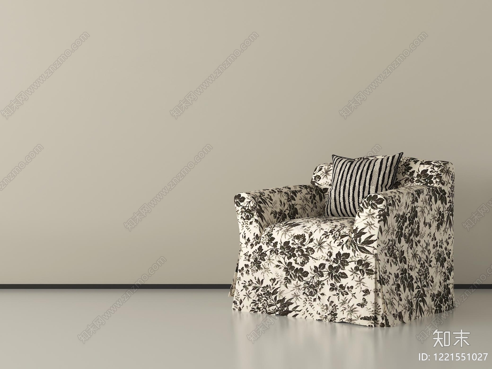 法式单人沙发3D模型下载【ID:1221551027】