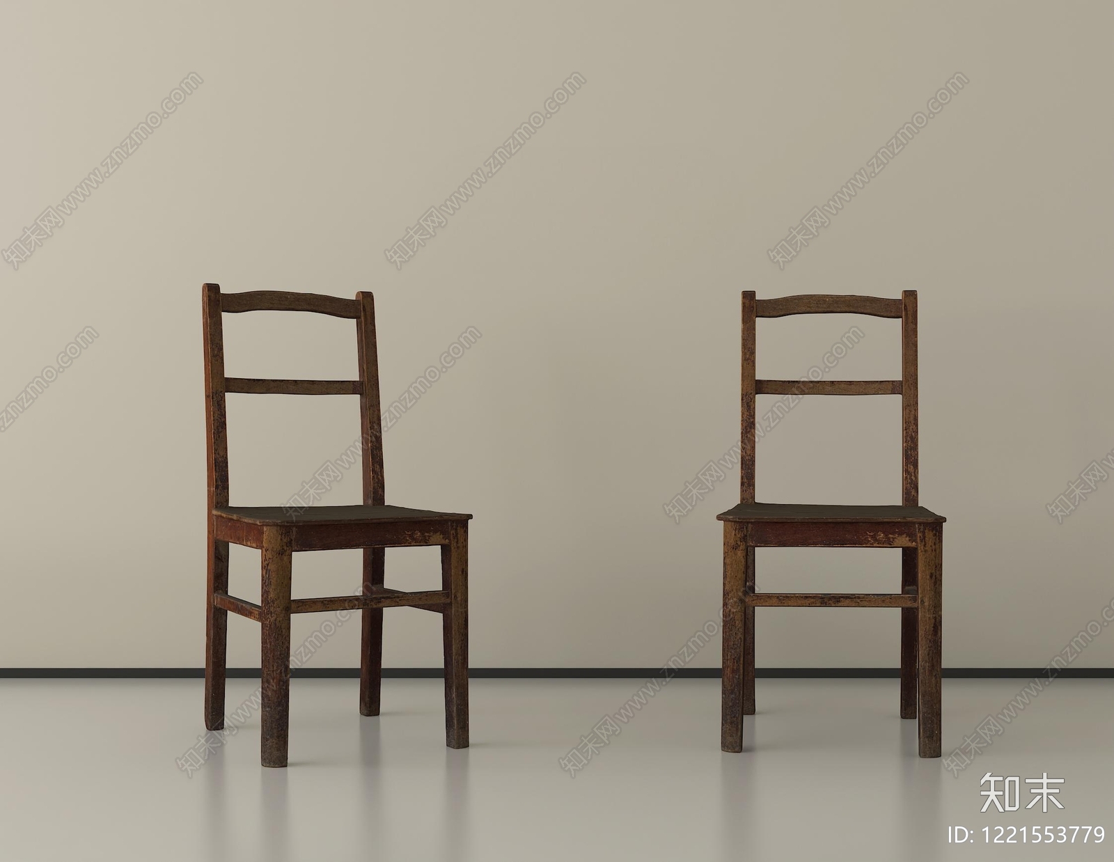 复古餐椅SU模型下载【ID:1221553779】
