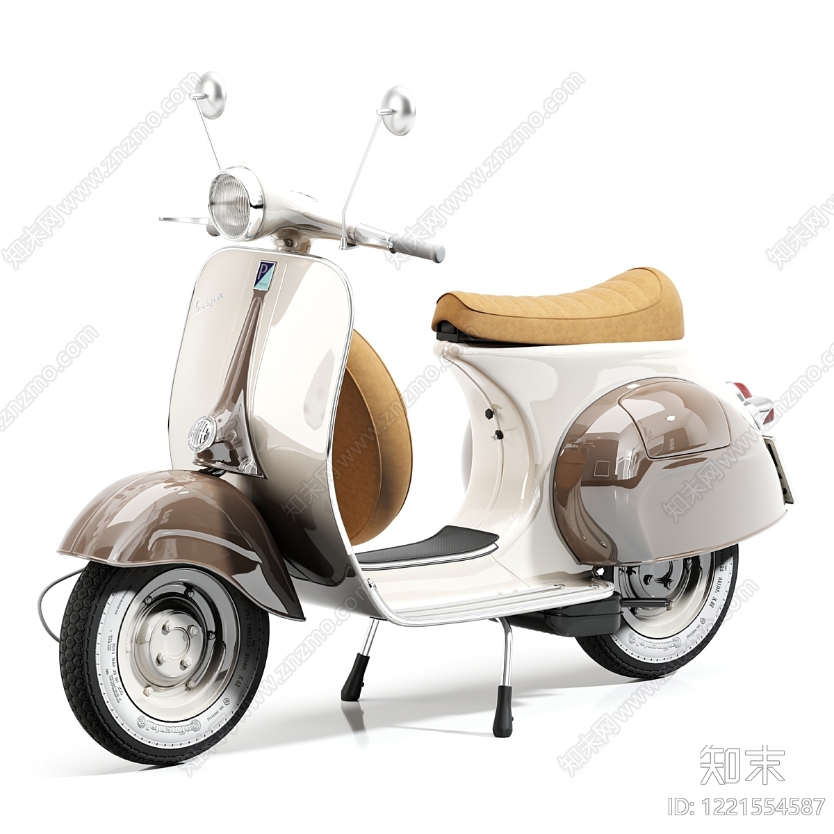 复古摩托车3D模型渲染效果图