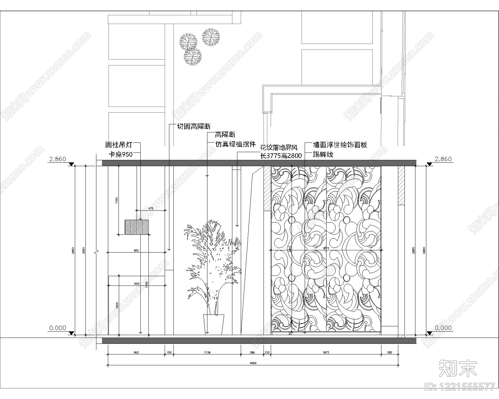 餐饮空间cad施工图下载【ID:1221555577】