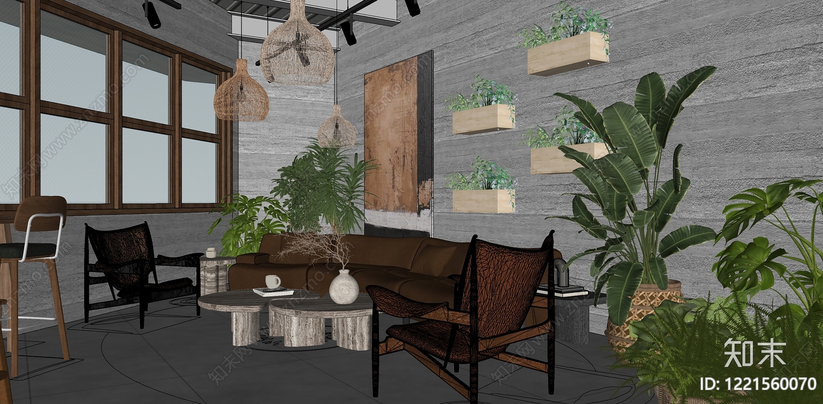 日式中餐厅SU模型下载【ID:1221560070】