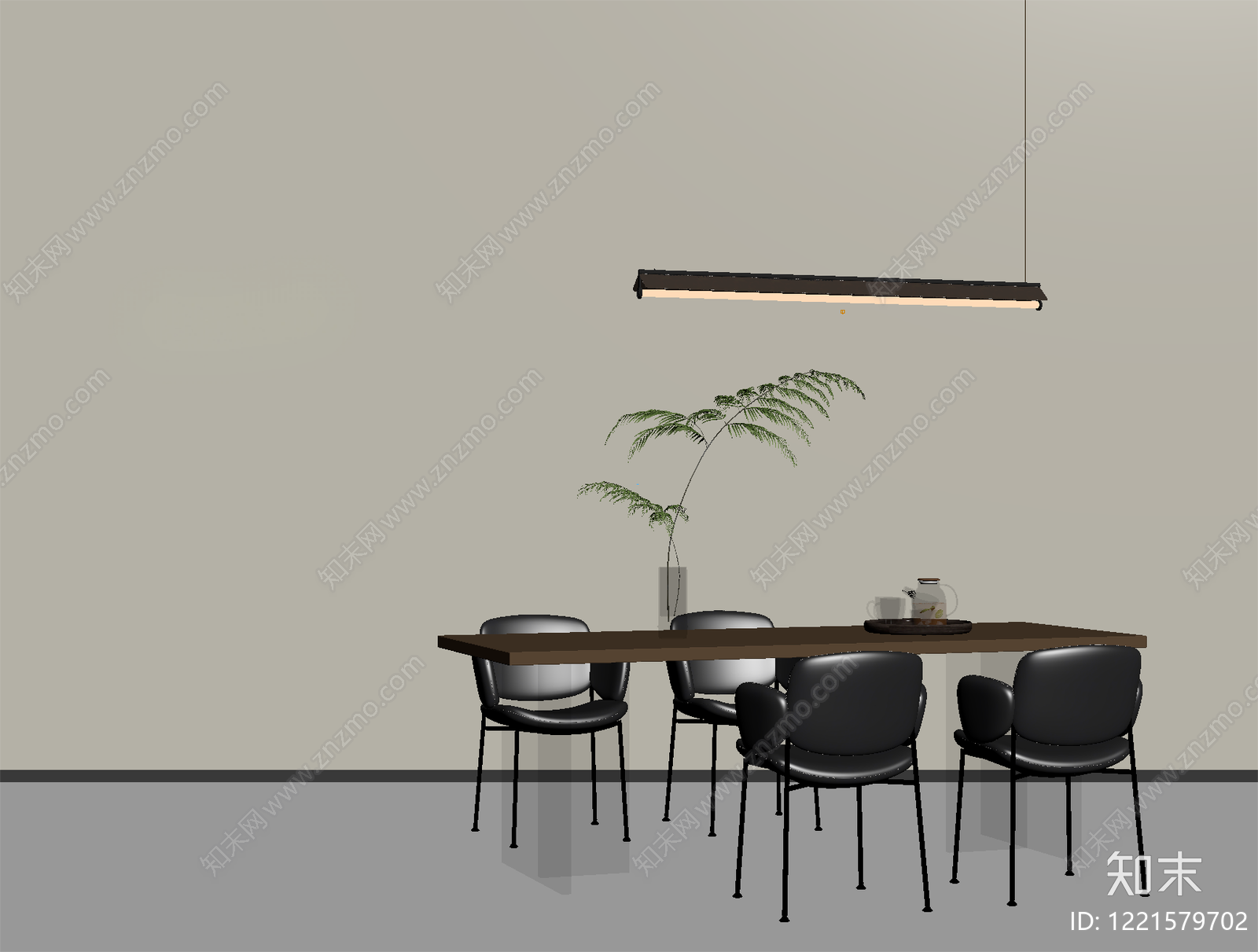 极简餐桌椅SU模型下载【ID:1221579702】