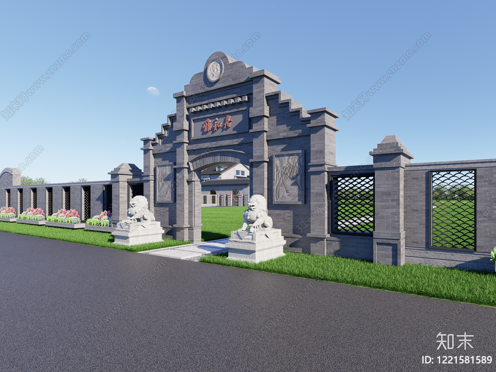 新中式民宿建筑SU模型下载【ID:1221581589】