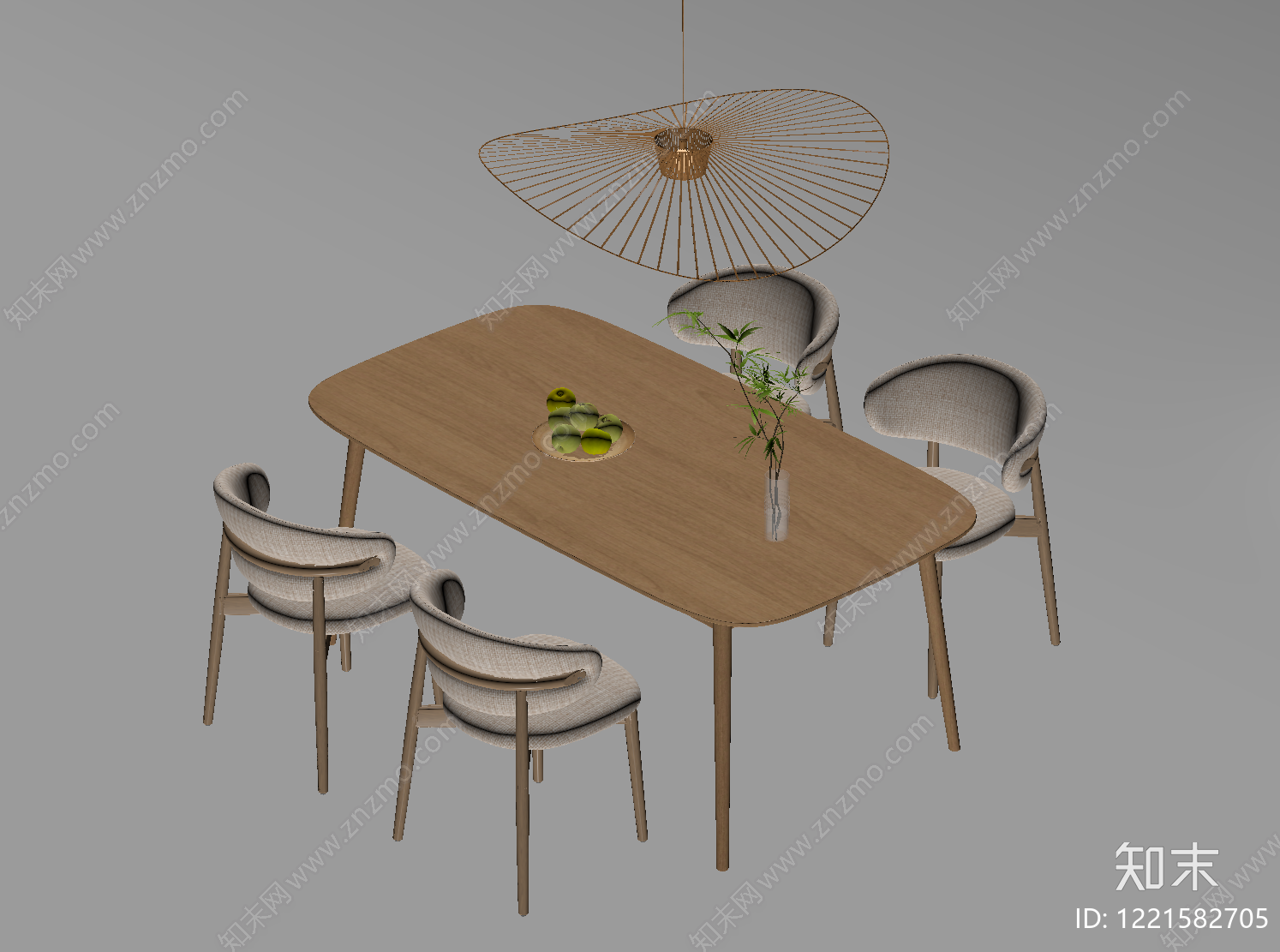 原木风餐桌椅SU模型下载【ID:1221582705】