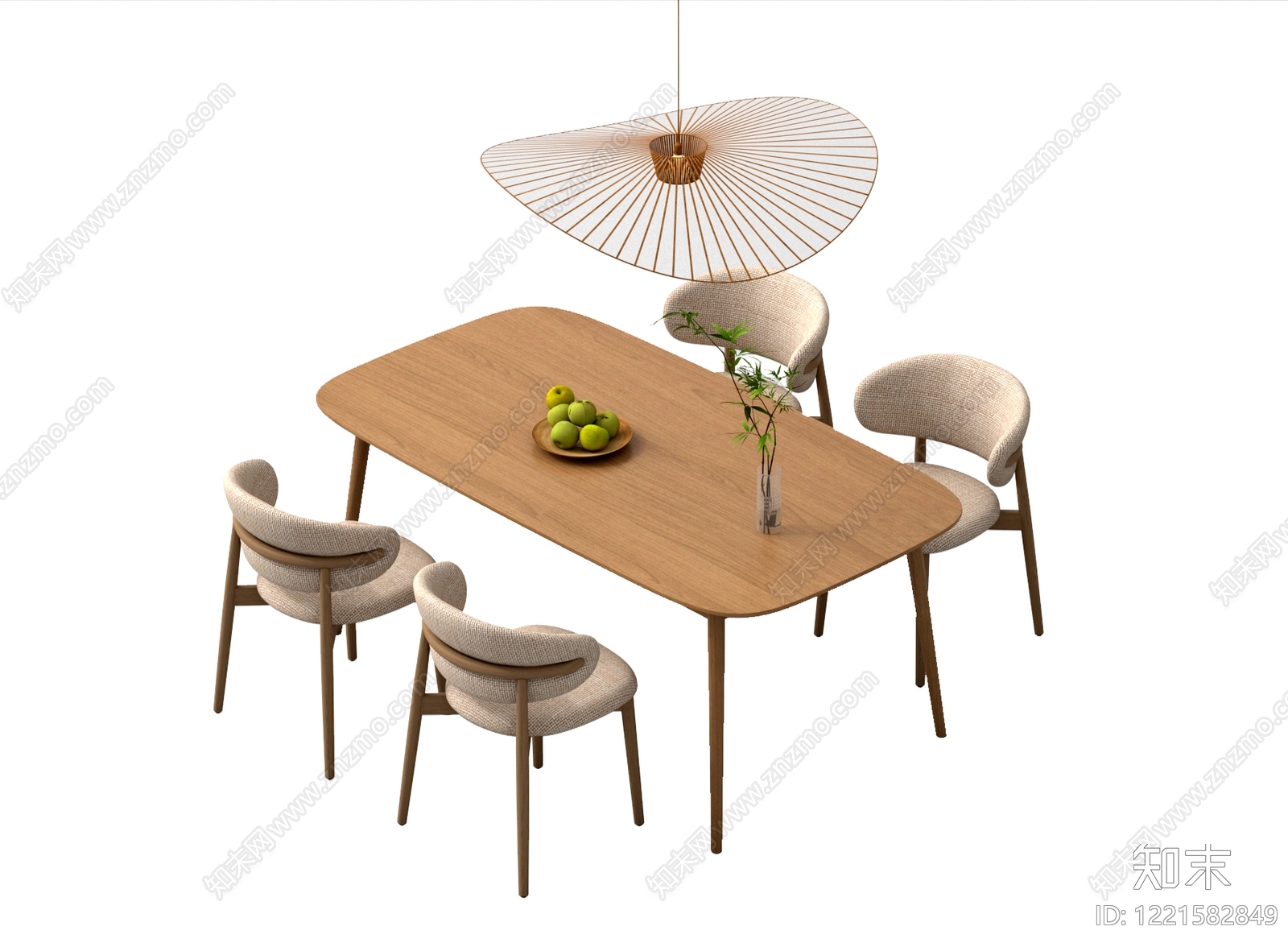 原木风餐桌椅3D模型下载【ID:1221582849】