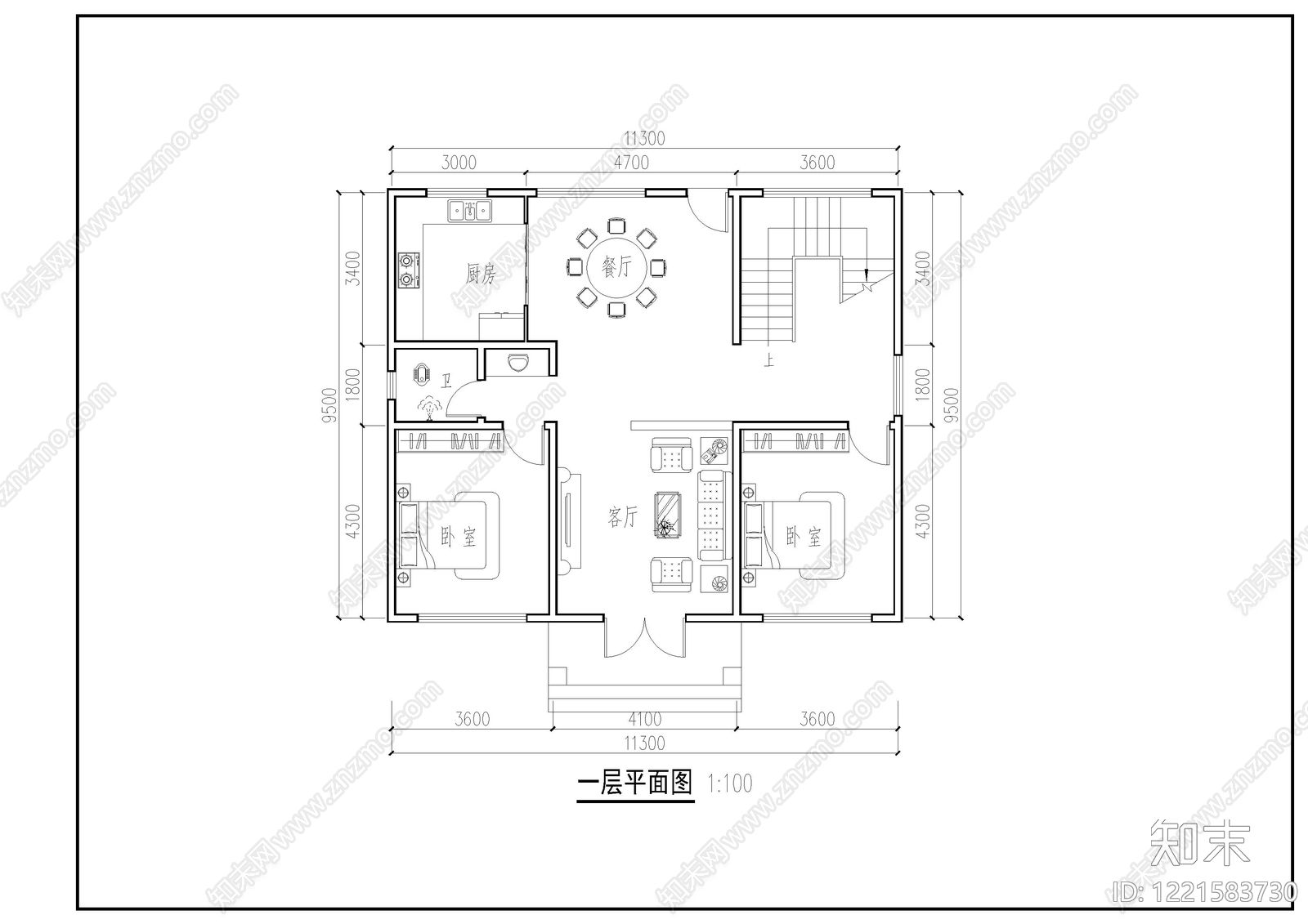 别墅建筑cad施工图下载【ID:1221583730】