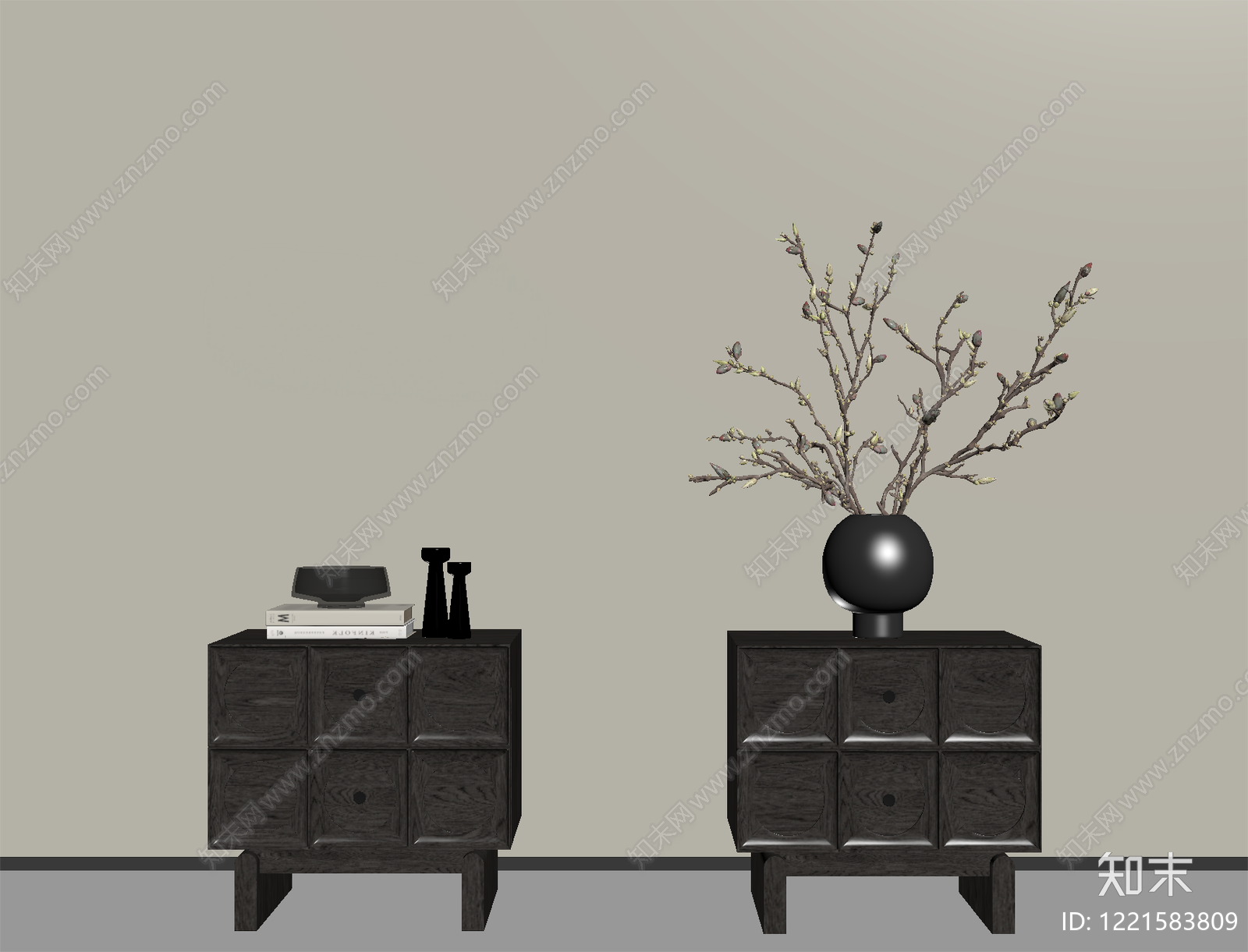 极简床头柜SU模型下载【ID:1221583809】