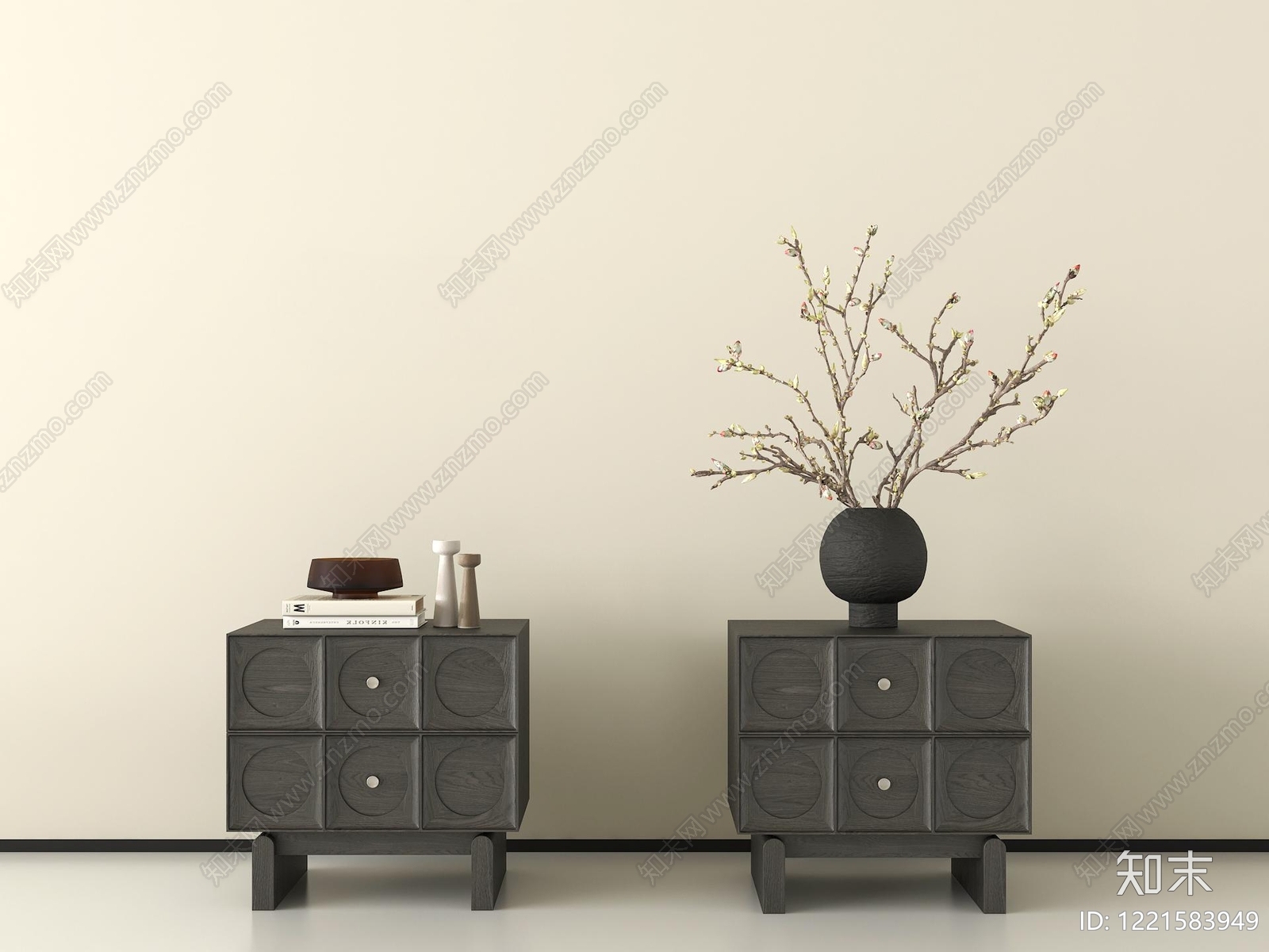 极简床头柜3D模型下载【ID:1221583949】