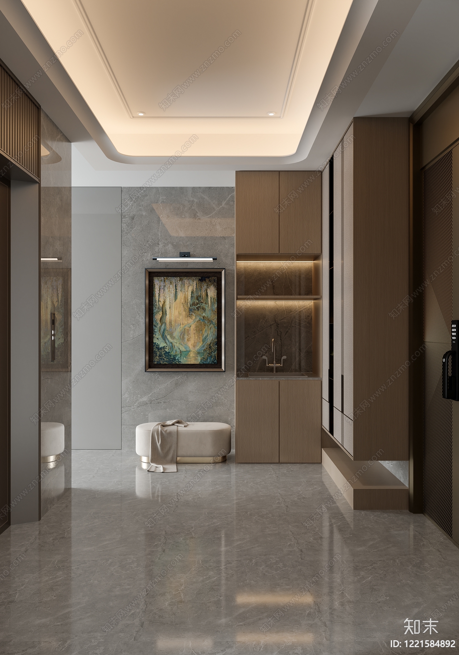 轻奢玄关3D模型下载【ID:1221584892】