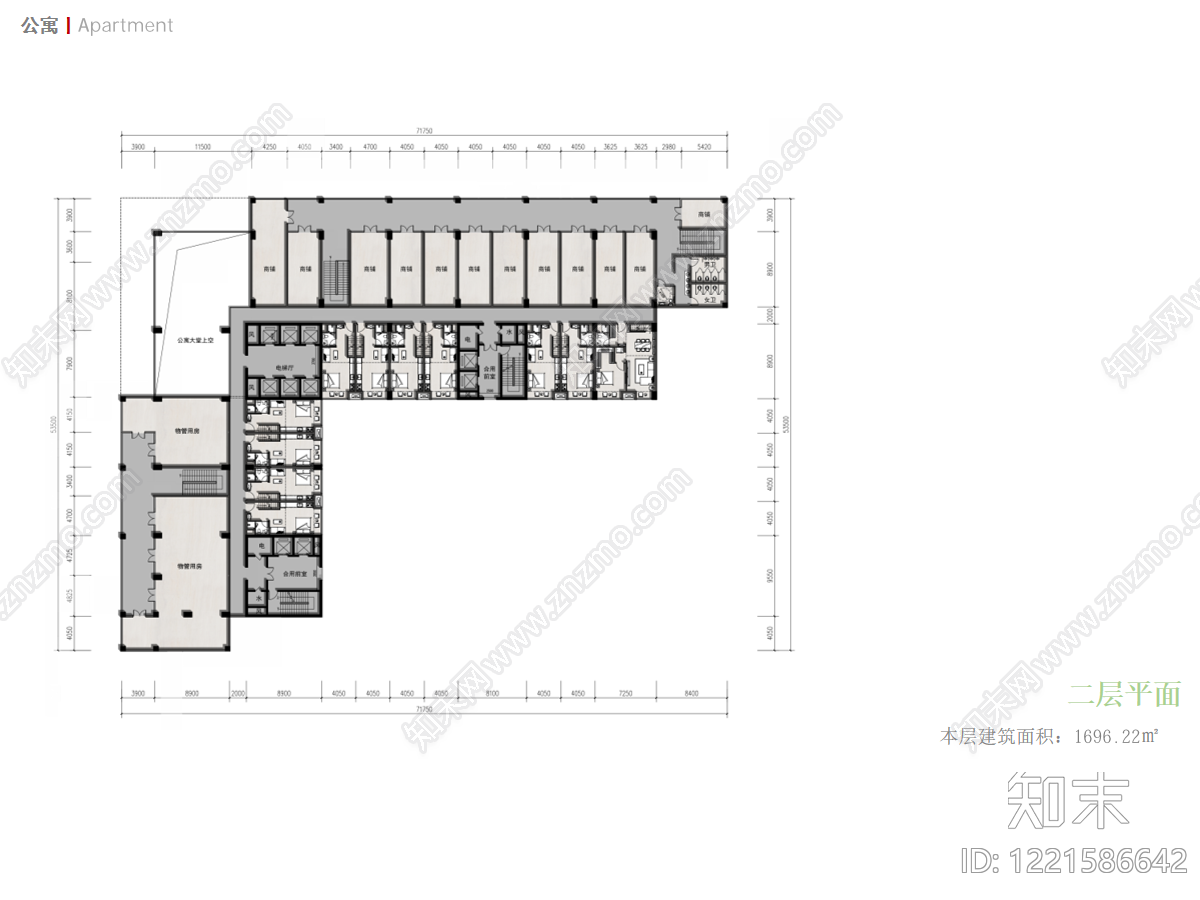 公寓建筑cad施工图下载【ID:1221586642】