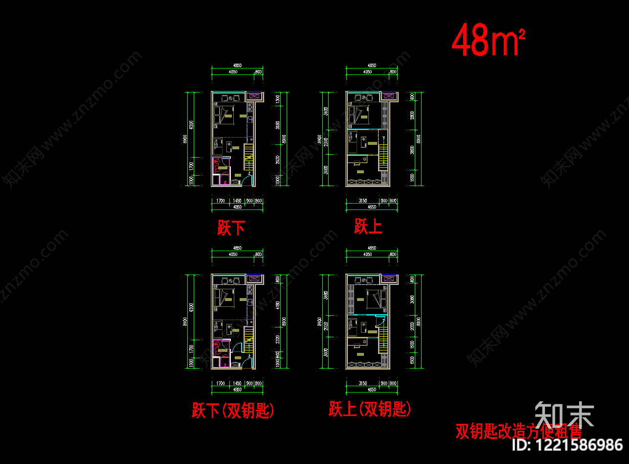 公寓建筑cad施工图下载【ID:1221586986】