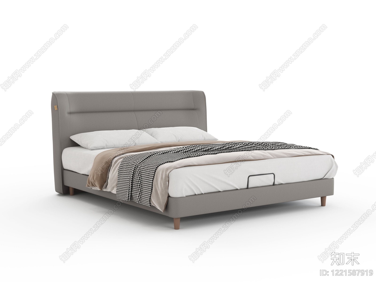 现代简约双人床3D模型下载【ID:1221587919】