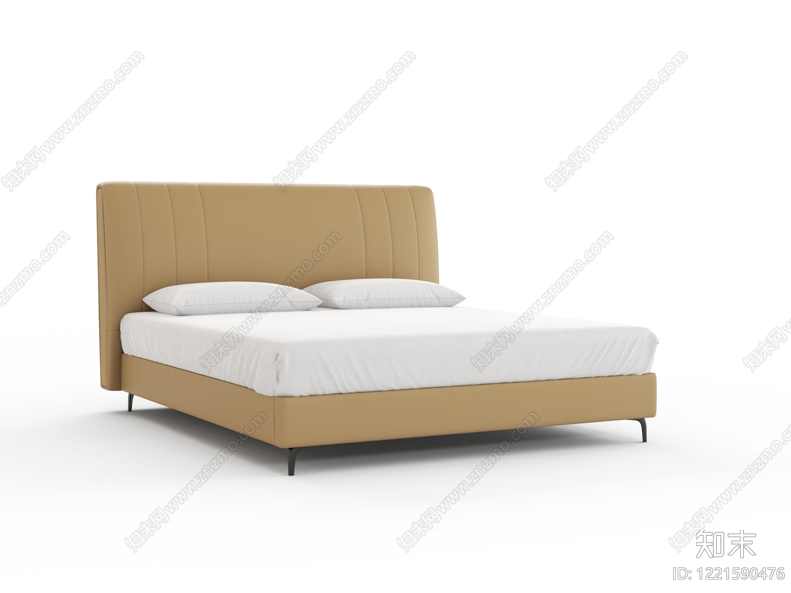 意式极简双人床3D模型下载【ID:1221590476】