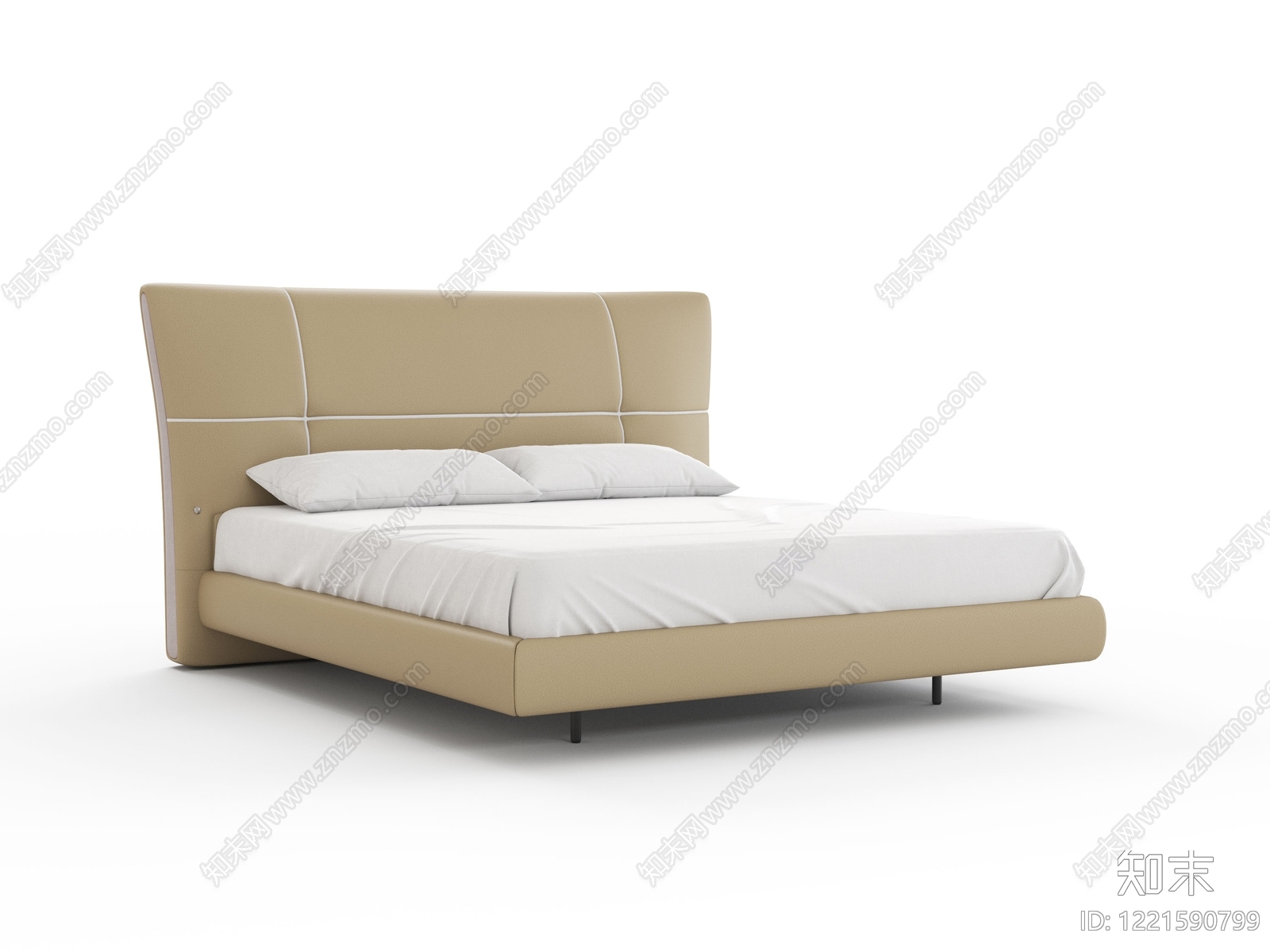 意式极简双人床3D模型下载【ID:1221590799】