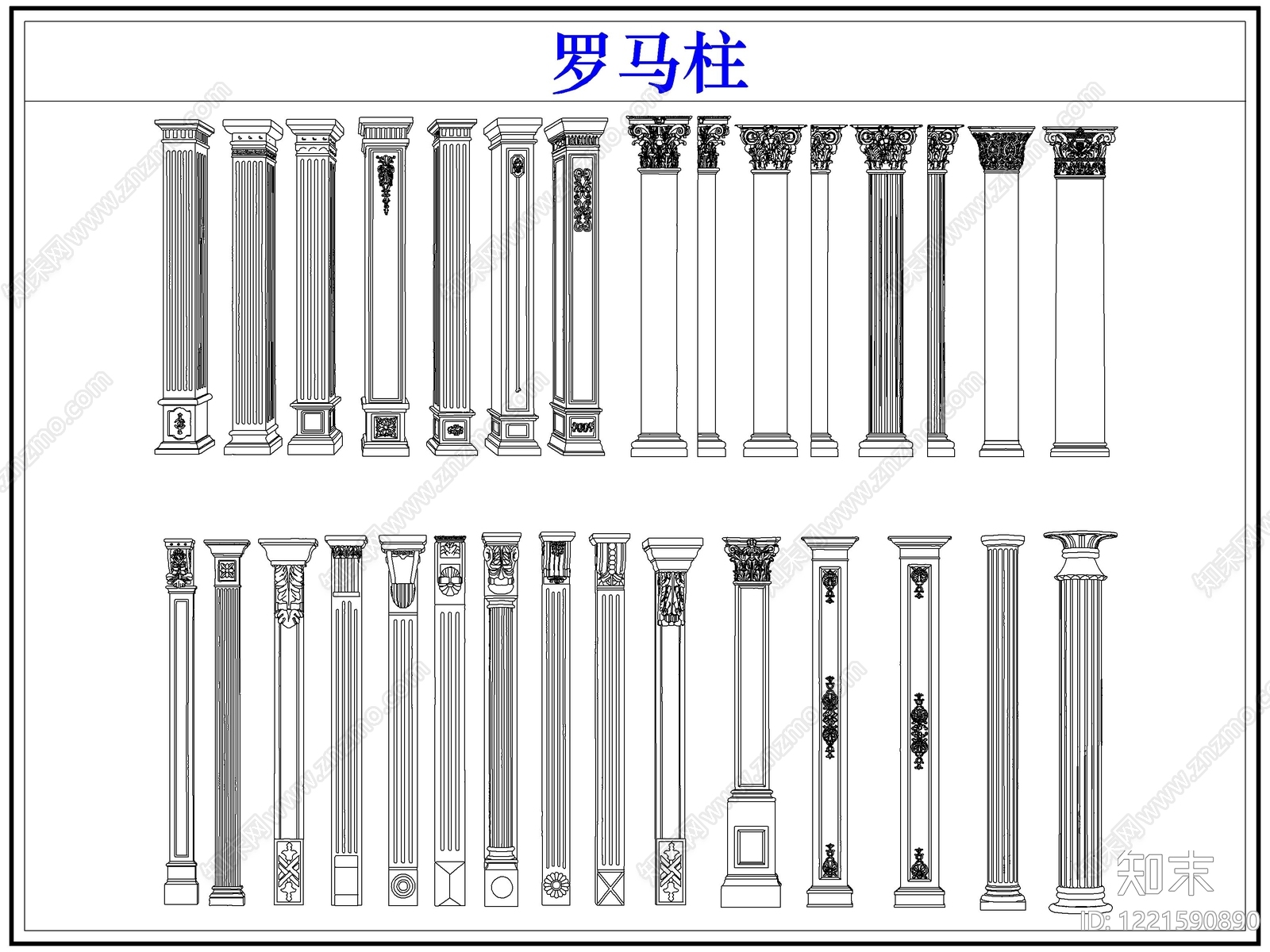 法式雕塑装饰构件CAD图纸