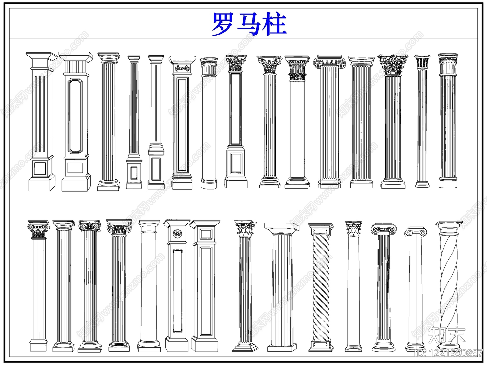 法式雕塑装饰构件CAD图纸