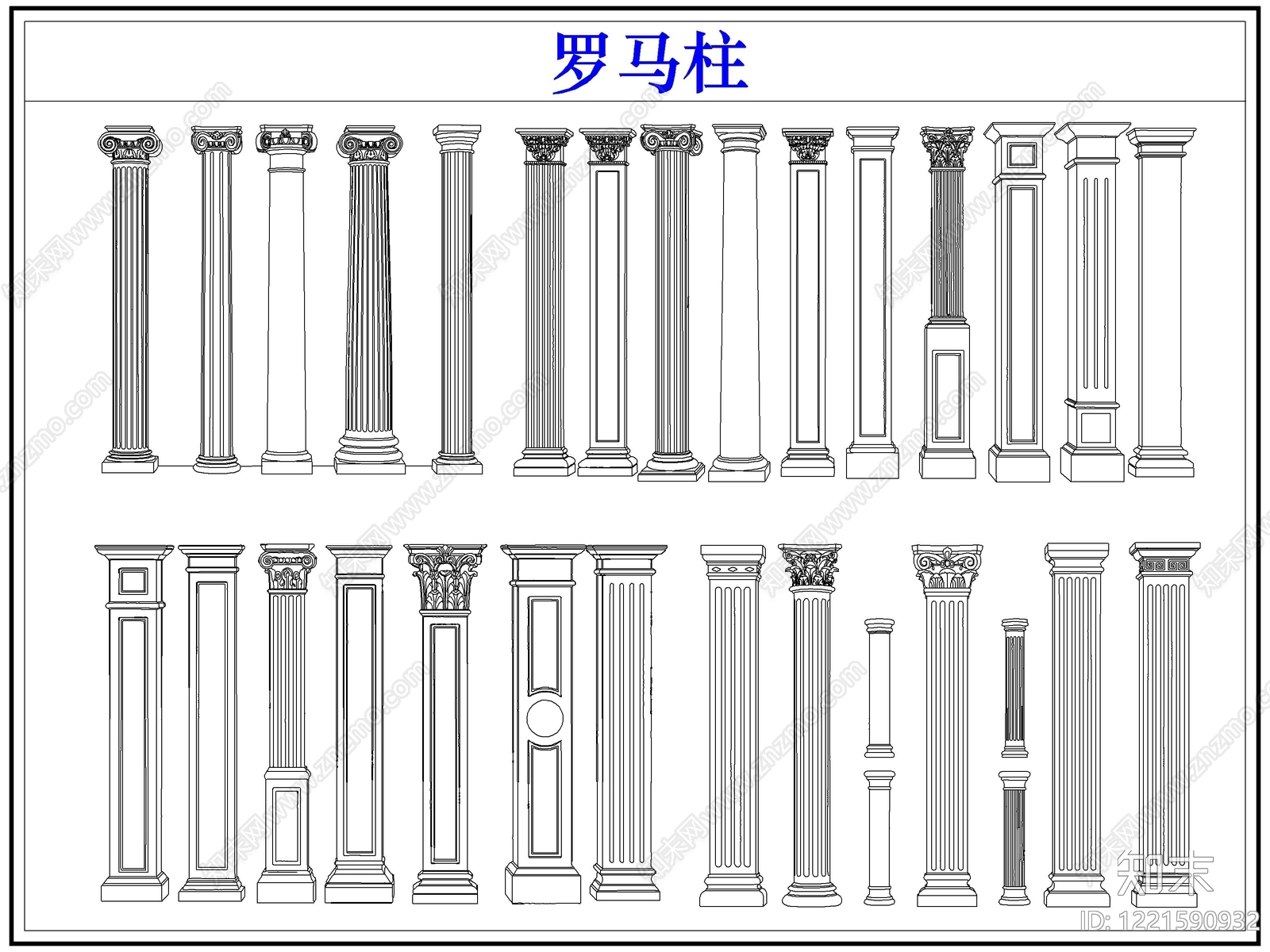 法式雕塑装饰构件CAD图纸